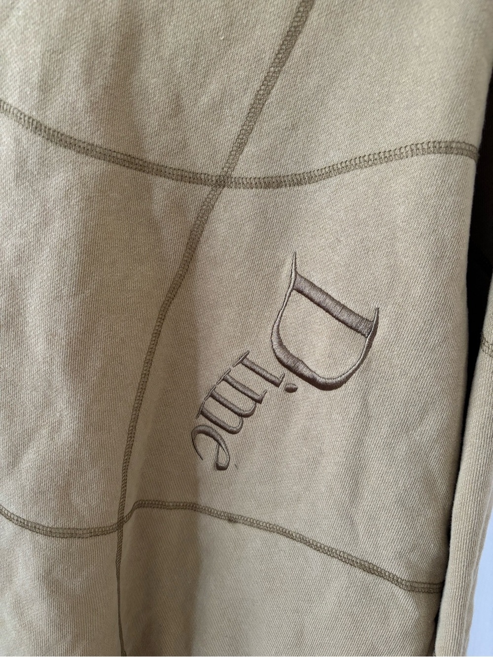 Dime Heavyweight Cotton Hoodie Tan Embroidered Logo Oversized L Skate Y2K Soft - Picture 3 of 11
